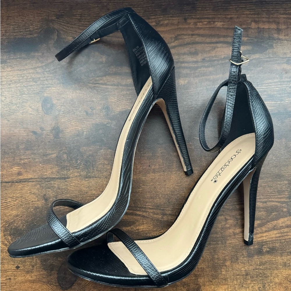 Black High Heel Stiletto Sandals (size 10/10.5)